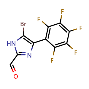 Chemical structure of 5-Bromo-4-(perfluorophenyl)imidazole-2-carbaldehyde , CAS 2825481-57-8, AChemBlock V149191