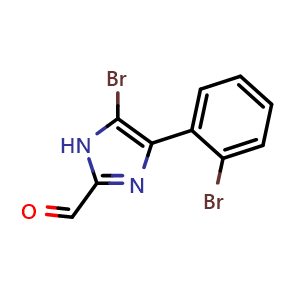 Chemical structure of 5-Bromo-4-(2-bromophenyl)imidazole-2-carbaldehyde , CAS 2831834-96-7, AChemBlock V149198