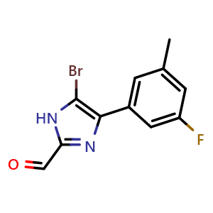 Chemical structure of 5-Bromo-4-(3-fluoro-5-methylphenyl)imidazole-2-carbaldehyde , CAS 2837695-73-3, AChemBlock V149202