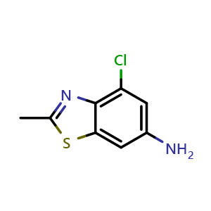 Chemical structure of 6-Amino-4-chloro-2-methylbenzothiazole , CAS 1369347-68-1, AChemBlock V149205
