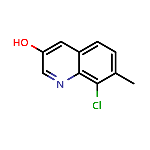 Chemical structure of 8-Chloro-7-methylquinolin-3-ol , CAS 1700085-22-8, AChemBlock V149209