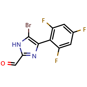 Chemical structure of 5-Bromo-4-(2,4,6-trifluorophenyl)imidazole-2-carbaldehyde , CAS 2837765-42-9, AChemBlock V149216