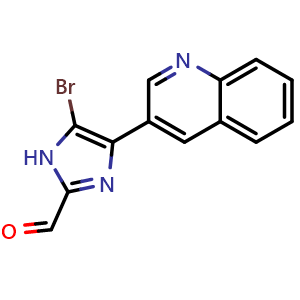 Chemical structure of 5-Bromo-4-(3-quinolyl)imidazole-2-carbaldehyde , CAS 2841222-86-2, AChemBlock V149228