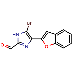 Chemical structure of 4-(2-Benzofuryl)-5-bromoimidazole-2-carbaldehyde , CAS 2829061-60-9, AChemBlock V149229