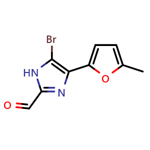 Chemical structure of 5-Bromo-4-(5-methyl-2-furyl)imidazole-2-carbaldehyde , CAS 2837701-30-9, AChemBlock V149230