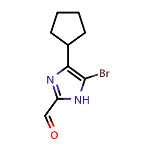 Chemical structure of 5-Bromo-4-cyclopentylimidazole-2-carbaldehyde , CAS 1781961-97-4, AChemBlock V149235