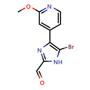 Chemical structure of 5-Bromo-4-(2-methoxy-4-pyridyl)imidazole-2-carbaldehyde , CAS 2837770-46-2, AChemBlock V149238