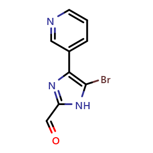 Chemical structure of 5-Bromo-4-(3-pyridyl)imidazole-2-carbaldehyde , CAS 2837702-35-7, AChemBlock V149239