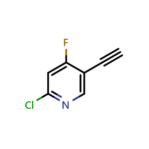 Chemical structure of 2-Chloro-5-ethynyl-4-fluoropyridine , CAS 1824186-68-6, AChemBlock V149490