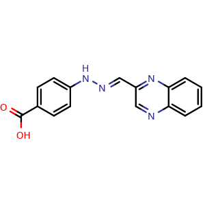Chemical structure of 4-[2-(2-Quinoxalinylmethylene)hydrazino]benzoic Acid , CAS 497963-47-0, AChemBlock V149521