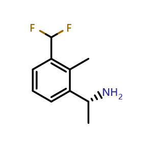 Chemical structure of (R)-1-(3-(difluoromethyl)-2-methylphenyl)ethan-1-amine , CAS 2230840-56-7, AChemBlock V149578