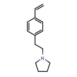 Chemical structure of 1-(4-Vinylphenethyl)pyrrolidine , CAS 496786-03-9, AChemBlock V149585