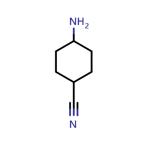 Chemical structure of 4-Aminocyclohexanecarbonitrile , CAS 23083-48-9, AChemBlock V149588
