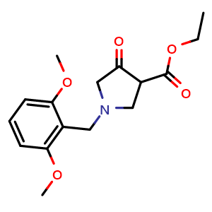 Chemical structure of Ethyl 1-(2,6-Dimethoxybenzyl)-4-oxopyrrolidine-3-carboxylate , AChemBlock V149602