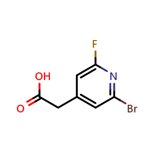 Chemical structure of 2-Bromo-6-fluoropyridine-4-acetic Acid , CAS 1227593-10-3, AChemBlock V149618