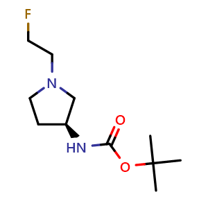 Chemical structure of (S)-3-(Boc-amino)-1-(2-fluoroethyl)pyrrolidine , CAS 1257047-27-0, AChemBlock V149636