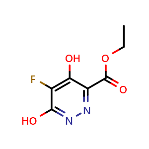 Chemical structure of Ethyl 5-Fluoro-4,6-dihydroxypyridazine-3-carboxylate , CAS 2829118-15-0, AChemBlock V149640