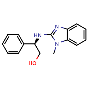 Chemical structure of (R)-2-[(1-Methyl-2-benzimidazolyl)amino]-2-phenylethanol , CAS 1424901-50-7, AChemBlock V149648