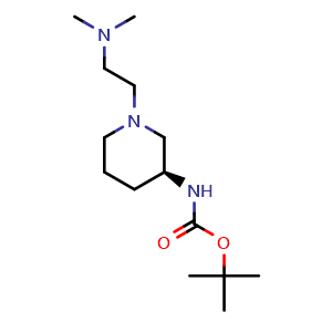 Chemical structure of (S)-3-(Boc-amino)-1-[2-(dimethylamino)ethyl]piperidine , CAS 2832678-75-6, AChemBlock V149652