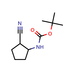 Chemical structure of 2-(Boc-amino)cyclopentanecarbonitrile , CAS 1339012-40-6, AChemBlock V149658