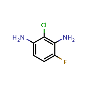 Chemical structure of 2-Chloro-4-fluoro-1,3-benzenediamine , CAS 2387137-33-7, AChemBlock V149659