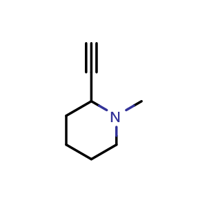 Chemical structure of 2-Ethynyl-1-methylpiperidine , CAS 51498-56-7, AChemBlock V149669