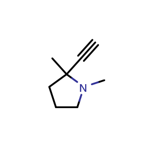 Chemical structure of 2-Ethynyl-1,2-dimethylpyrrolidine , CAS 2385191-52-4, AChemBlock V149670