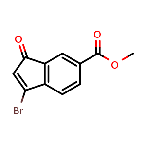 Chemical structure of Methyl 3-Bromo-1-oxoindene-6-carboxylate , AChemBlock V149677