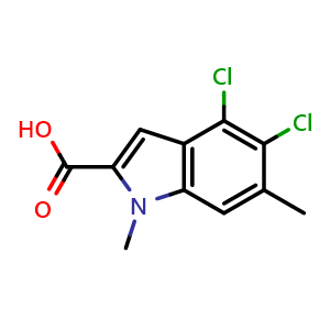Chemical structure of 4,5-Dichloro-1,6-dimethylindole-2-carboxylic Acid , CAS 2244454-05-3, AChemBlock V149678