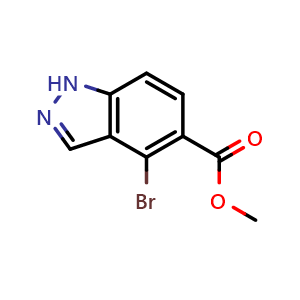 Chemical structure of Methyl 4-Bromoindazole-5-carboxylate , CAS 2091022-86-3, AChemBlock V149680