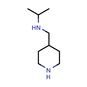 Chemical structure of N-(Piperidin-4-ylmethyl)propan-2-amine , CAS 1225475-79-5, AChemBlock V149681