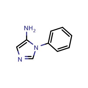 Chemical structure of 5-Amino-1-phenylimidazole , CAS 799813-62-0, AChemBlock V149686
