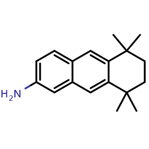 Chemical structure of 2-Amino-5,5,8,8-tetramethyl-5,6,7,8-tetrahydroanthracene , CAS 199392-14-8, AChemBlock V149705