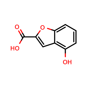 Chemical structure of 4-Hydroxybenzofuran-2-carboxylic Acid , CAS 113511-42-5, AChemBlock V149723