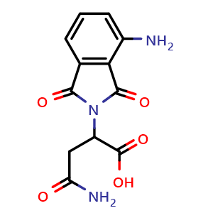 Chemical structure of 4-Amino-2-(4-amino-1,3-dioxo-2-isoindolinyl)-4-oxobutanoic Acid , CAS 295357-71-0, AChemBlock V149737
