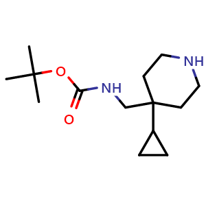 Chemical structure of N-Boc-1-(4-cyclopropyl-4-piperidyl)methanamine , CAS 1823393-92-5, AChemBlock V149758