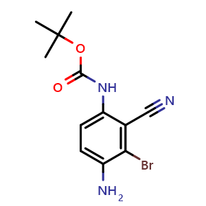 Chemical structure of 6-(Boc-amino)-3-amino-2-bromobenzonitrile , CAS 1425945-82-9, AChemBlock V149762