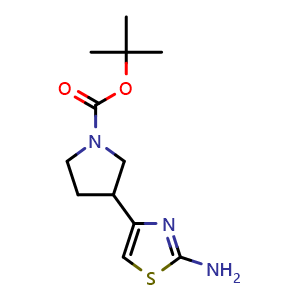 Chemical structure of 1-Boc-3-(2-amino-4-thiazolyl)pyrrolidine , CAS 1146086-01-2, AChemBlock V149765