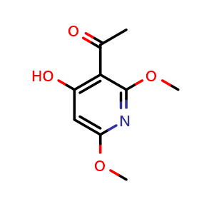 Chemical structure of 1-(4-Hydroxy-2,6-dimethoxypyridin-3-yl)ethanone , AChemBlock V149778