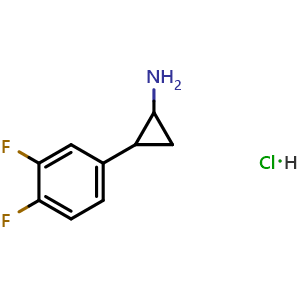 Chemical structure of 2-(3,4-Difluorophenyl)cyclopropanamine Hydrochloride , CAS 1311317-25-5, AChemBlock V149792