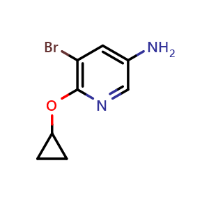 Chemical structure of 3-Amino-5-bromo-6-cyclopropoxypyridine , CAS 2148862-57-9, AChemBlock V149796