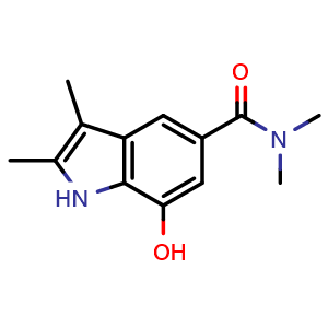 Chemical structure of 7-Hydroxy-N,N,2,3-tetramethylindole-5-carboxamide , CAS 2830205-49-5, AChemBlock V149825