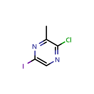 Chemical structure of 2-Chloro-5-iodo-3-methylpyrazine , CAS 2385987-24-4, AChemBlock V149851