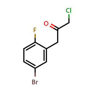 Chemical structure of 1-(5-Bromo-2-fluorophenyl)-3-chloro-2-propanone , CAS 1806381-85-0, AChemBlock V149861