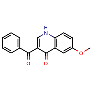 Chemical structure of 3-Benzoyl-6-methoxyquinolin-4(1H)-one , CAS 2241567-51-9, AChemBlock V149899