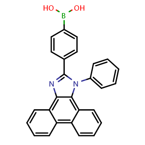 Chemical structure of 4-(1-Phenyl-1H-phenanthro[9,10-d]imidazol-2-yl)phenylboronic Acid , CAS 1391996-98-7, AChemBlock V149909