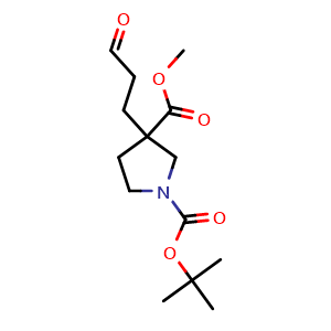 Chemical structure of Methyl 1-Boc-3-(3-oxopropyl)pyrrolidine-3-carboxylate , AChemBlock V149939