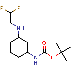 Chemical structure of N1-Boc-N3-(2,2-difluoroethyl)cyclohexane-1,3-diamine , CAS 1550416-54-0, AChemBlock V149959