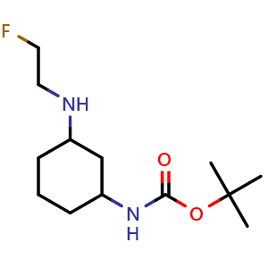 Chemical structure of N1-Boc-N3-(2-fluoroethyl)cyclohexane-1,3-diamine , CAS 1871181-27-9, AChemBlock V149963