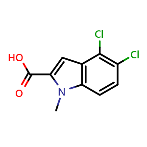 Chemical structure of 4,5-Dichloro-1-methylindole-2-carboxylic Acid , CAS 1782898-58-1, AChemBlock V149979